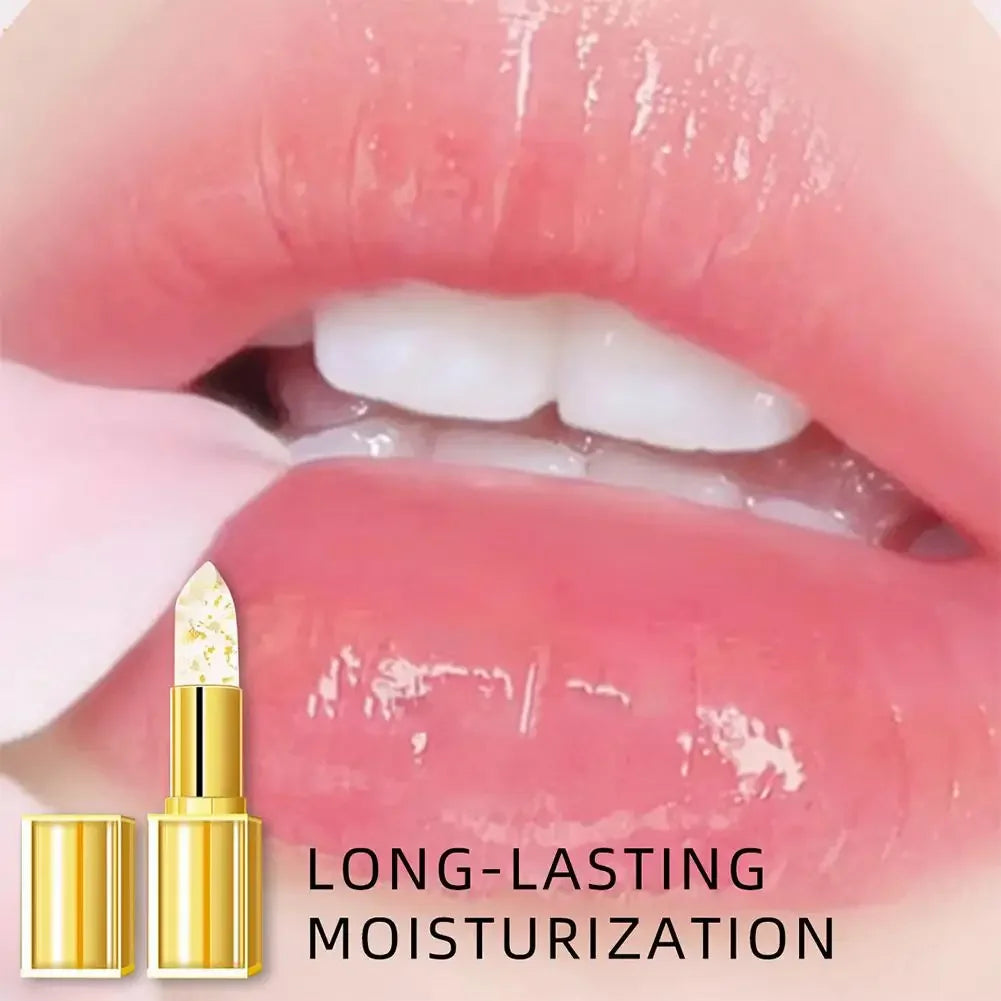 Gold Crystal PH Color Changing Lip Balm, Moisturizing High Shine Glossy Lipstick, Waterproof Non Sticky Cup Daily Lip Care Peaceful Pleasures Health and Wellness