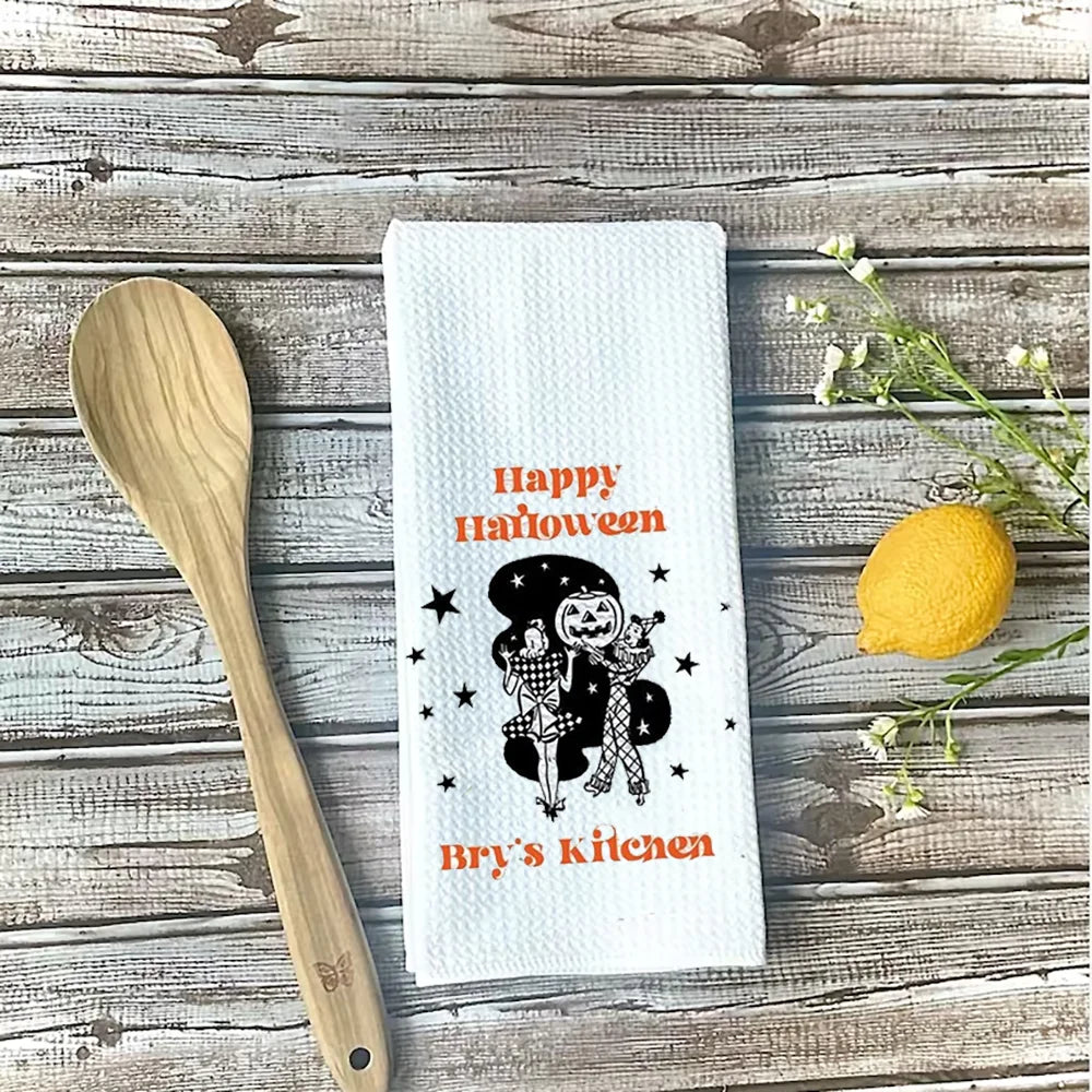 Custom Halloween Dish Towel | Personalized Kitchen Tea Towel