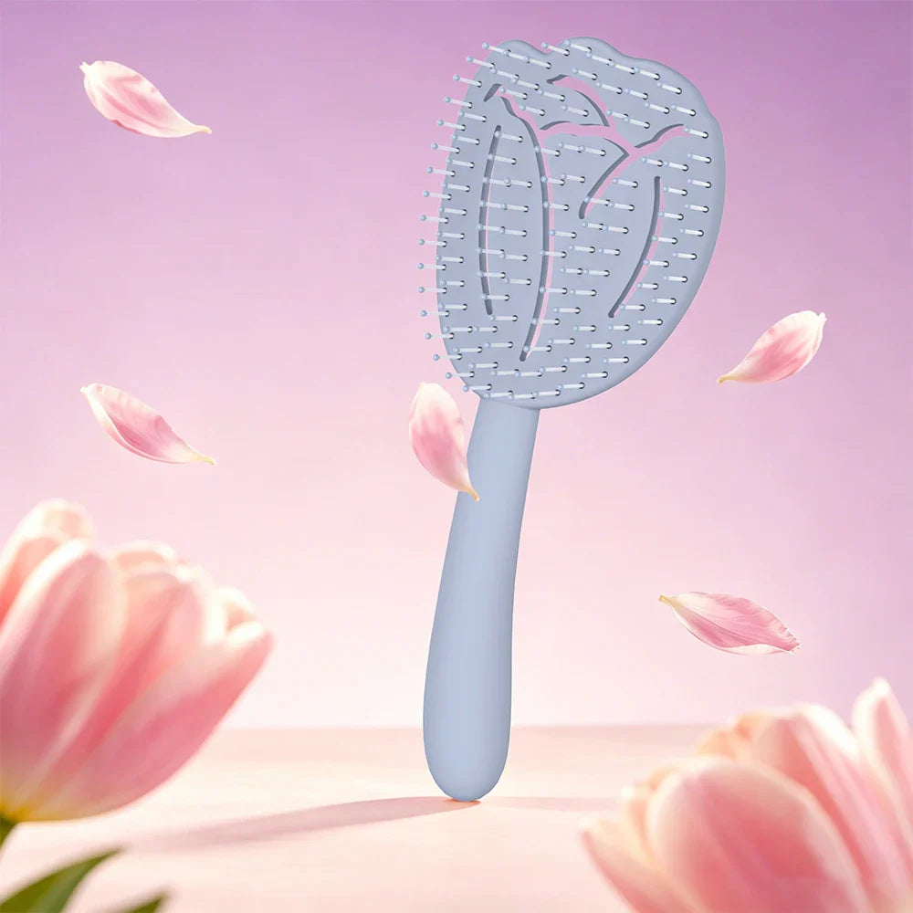 Tulip Hollow Scalp Massage Brush – Detangling Anti-Static Comb