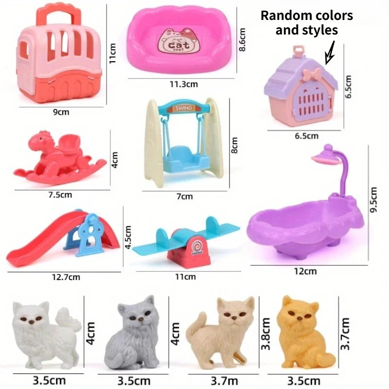 Cute Dog Family Playset – Pet Basket Cage Scene Toy Set