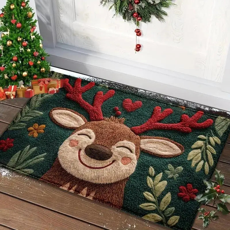 Christmas Tree Santa Claus Elk Christmas Entry Door Floor Mat Festive Decorations Carpet Bathroom Anti-slip Mat Entrance Doormat Peaceful Pleasures Health and Wellness Style B 40cmx60cm