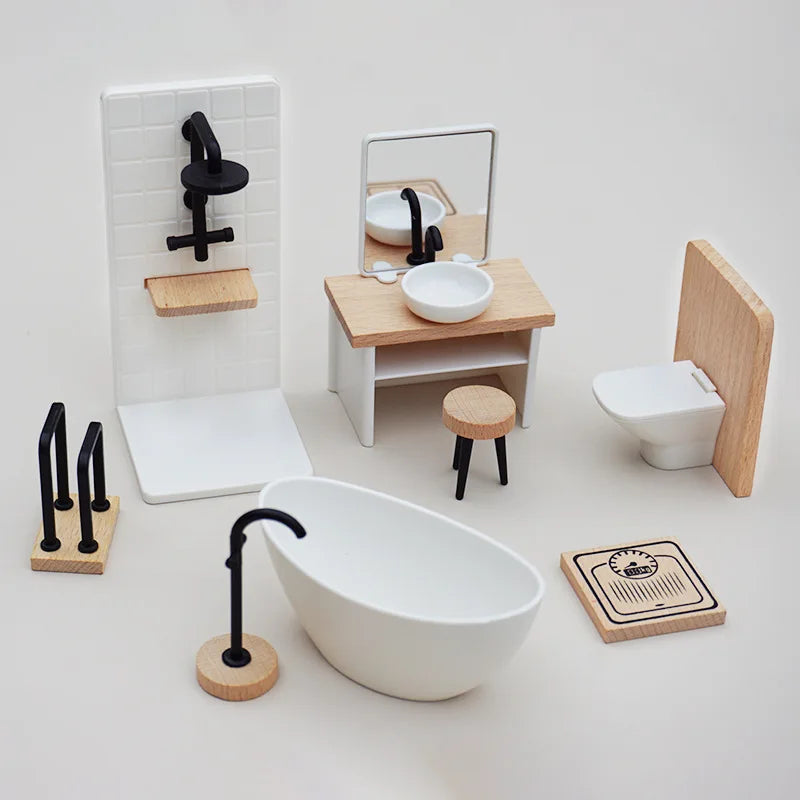 1:12 Dollhouse Simulation Bathroom Toy White Wash Basin Dollhouse 1/12 Dollhouse Simulation Toilet Model Furniture Miniature Peaceful Pleasures Health and Wellness