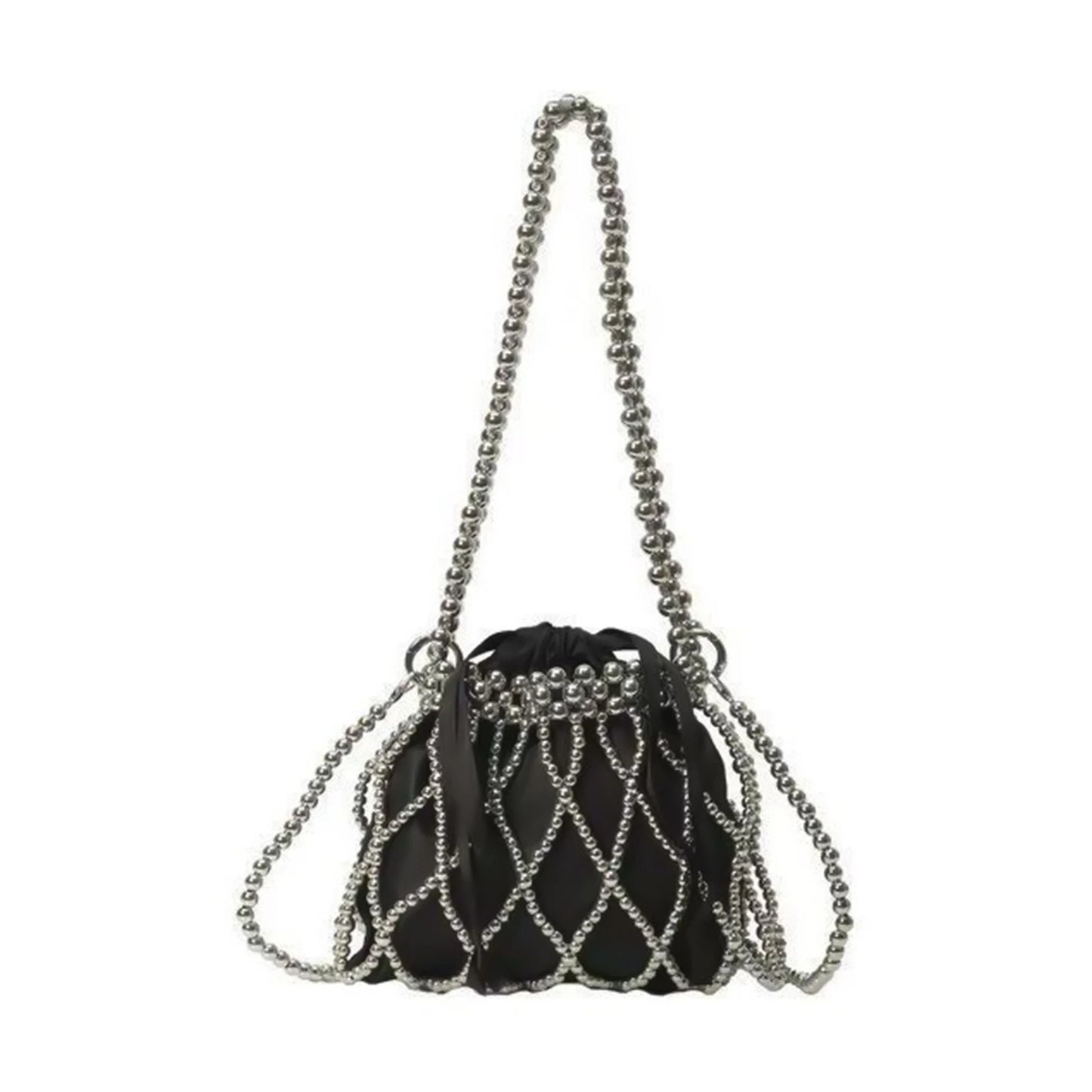 Pearl Woven Crossbody Bag For Women With Lace Design And Dual Handle Functionality Peaceful Pleasures Health and Wellness Silver