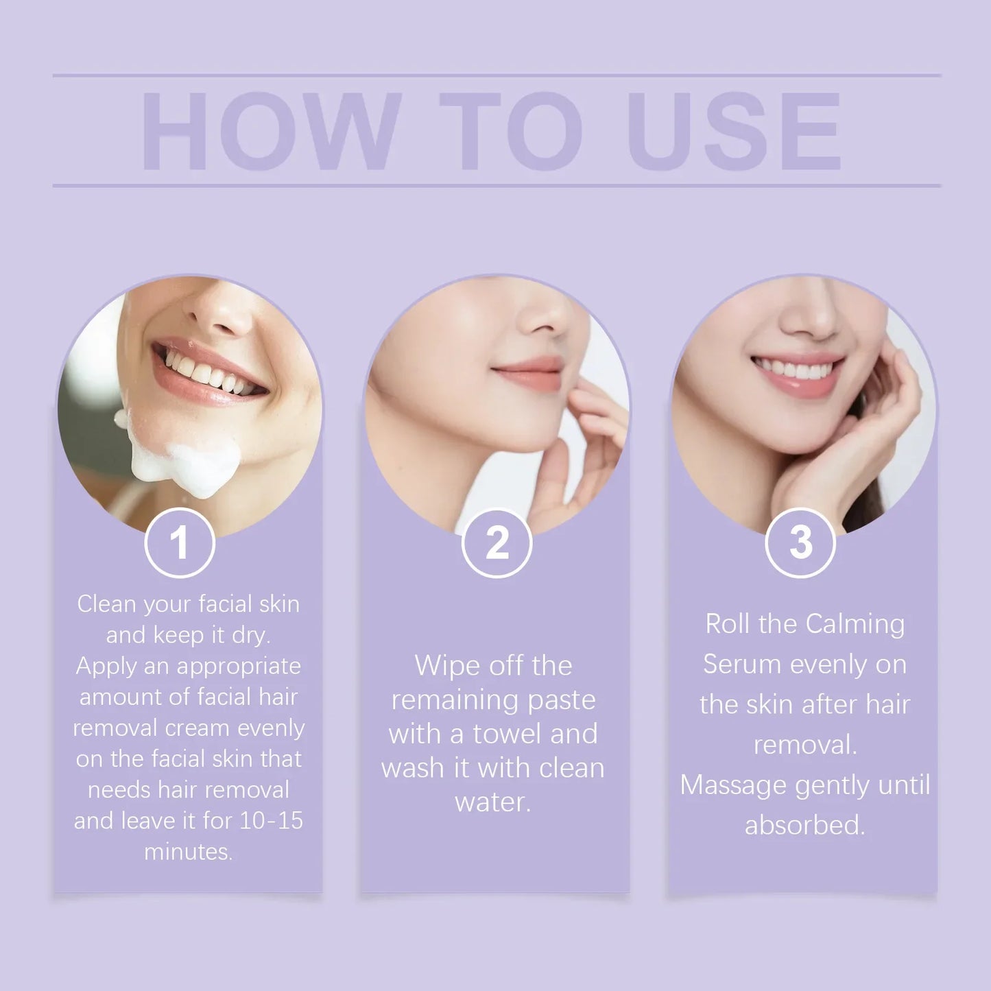 Facial Hair Removal Cream & Calming Serum Kit – Painless