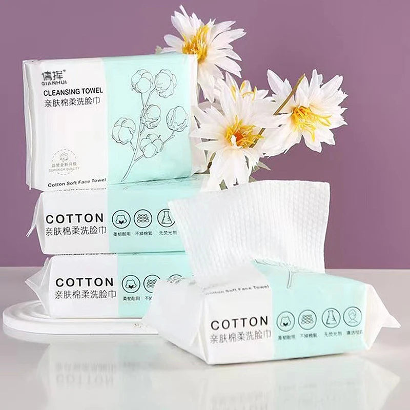 100 Pumps Thickened Disposable Face Towel 100Cotton Soft Fabric Travel Cleansing Dry Wet Makeup Remover Pearl Cotton Reusable Peaceful Pleasures Health and Wellness