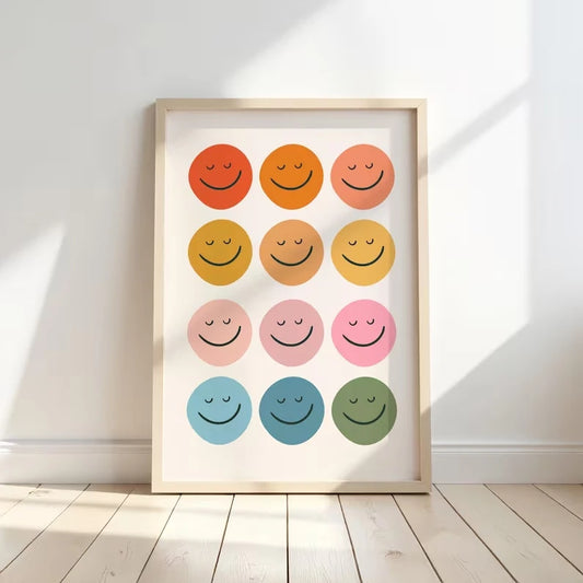 Smiley Face Rainbow Canvas Wall Art | Kids & Toddler Room Decor Canvas Wall Art Print Peaceful Pleasures Health and Wellness G4562 40x50cm Unframed