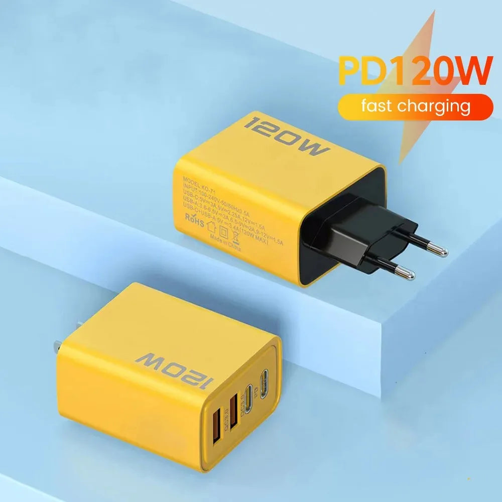 120W USB-C Fast Wall Charger QC 3.0 | 4-Port EU/US/UK