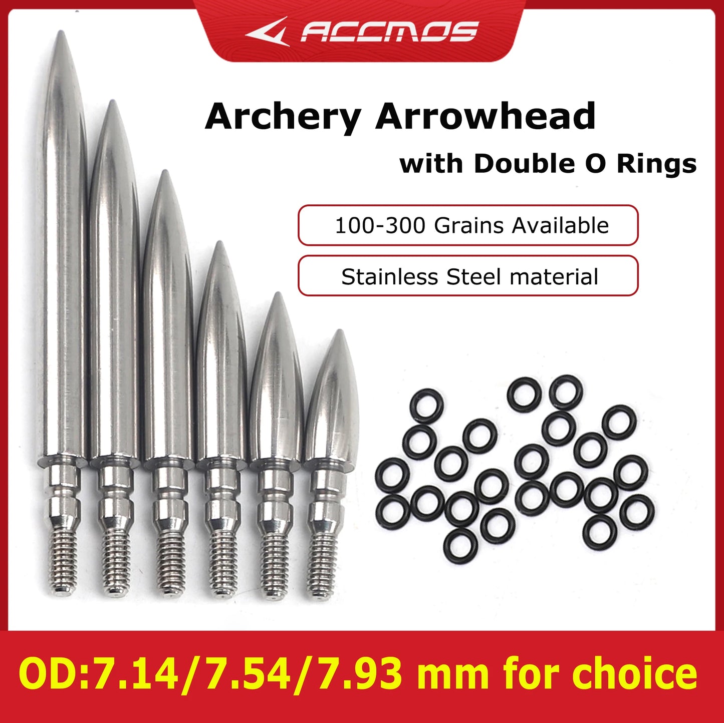 Arrowhead Stainless Steel Archery Replaceable Screw-in Tip 100 125