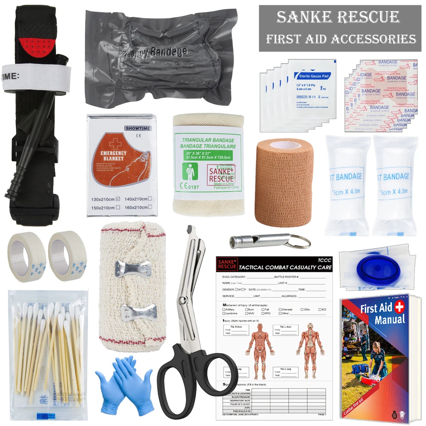 Survival First Aid Accessories Survival Military Full Set Outdoor Gear Emergency Kits Trauma Bag Camping Hiking IFAK Adventures Peaceful Pleasures Health and Wellness First Aid Accessorie