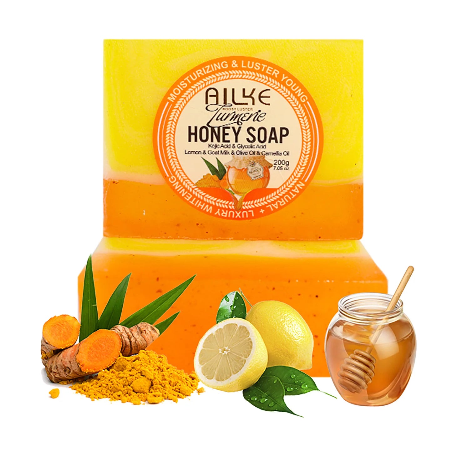 AILKE Turmeric Honey Soap Bar | Kojic Acid & Lemon 200g