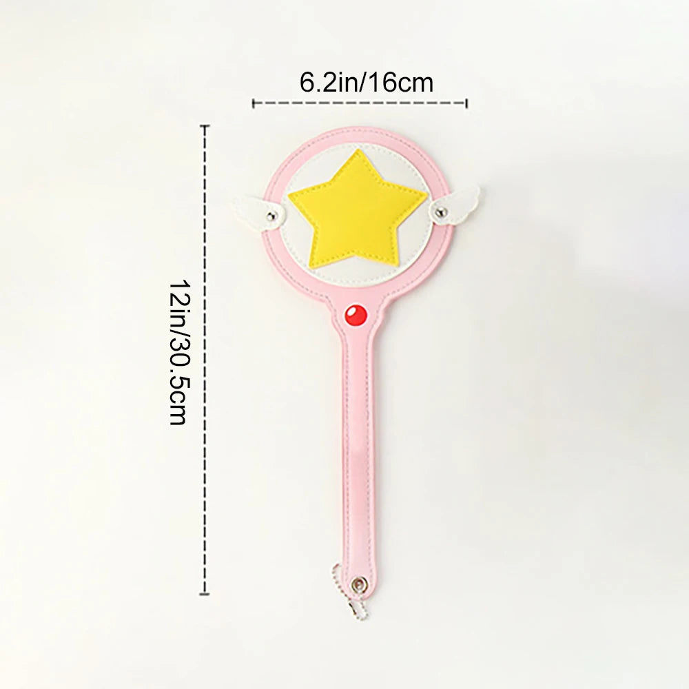 Pink Magic Wand Prop Card Holder Cute Girl Wing Bus Subway Long