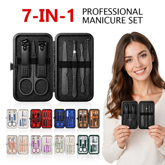 7-Piece Nail Clipper Set with Travel Case | Stainless Steel Nail Care Kit Peaceful Pleasures Health and Wellness