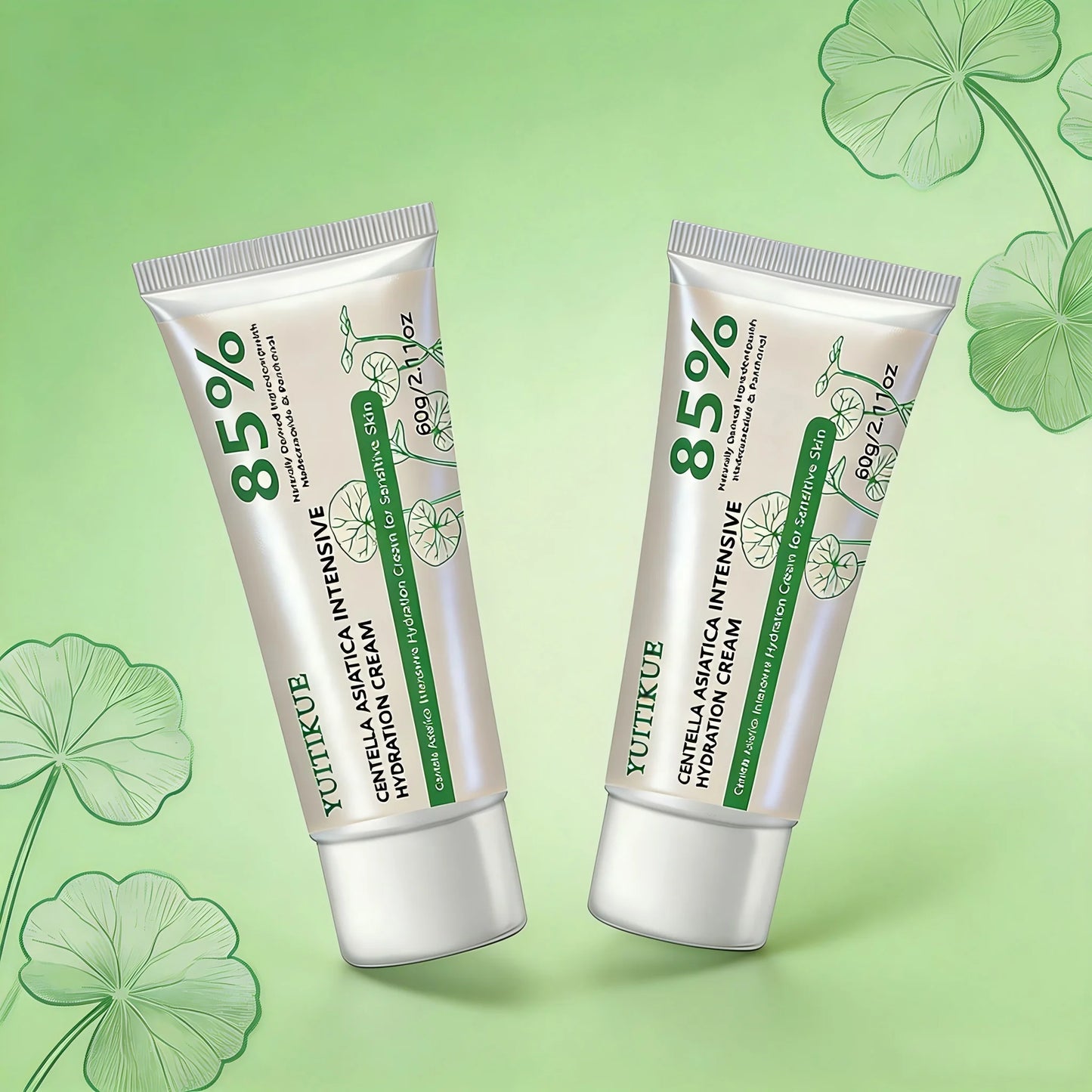 YUITIKUE Centella Asiatica Intensive Hydration Cream 60g 85% Natural Formula for Deep Moisturizing & Sensitive Skin Peaceful Pleasures Health and Wellness 2pc