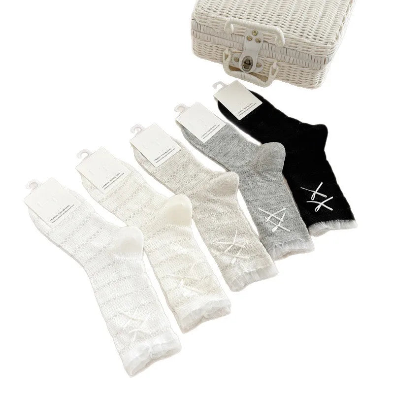 Women's Lace Bow Long Socks | Cute Mesh Lolita High Tube