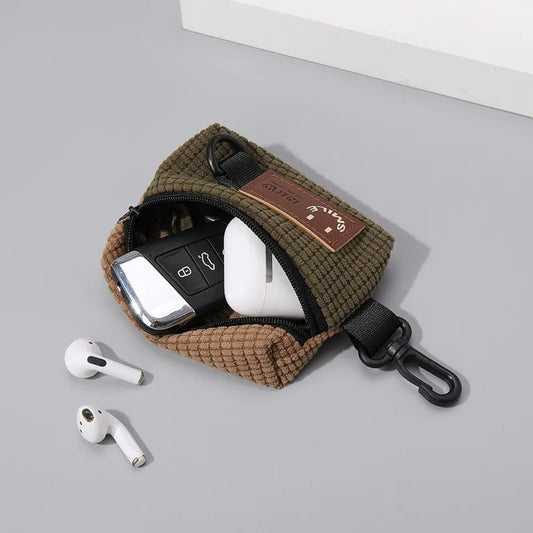 Mini Corduroy Zippered Pouch for Keys, Earbuds & Coins Zippered Mini Pouch Oasis Select