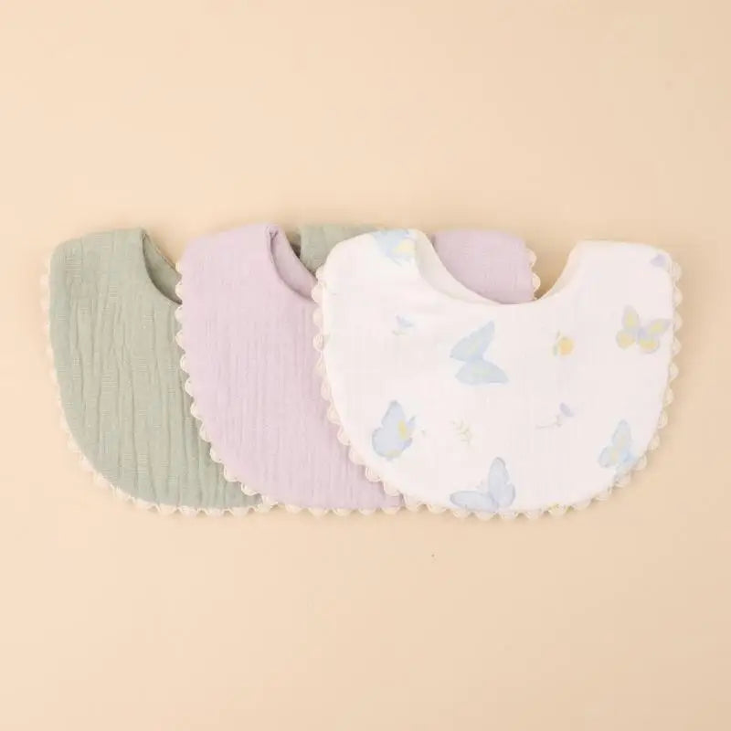 Baby Burp Cloths & Drool Bibs Set of 3 – Soft Cotton Newborn