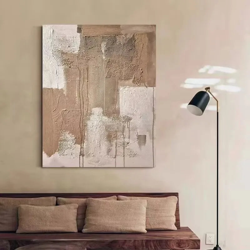 Nordic Modern Abstract Pure Hand Drawn Oil Painting, 3D Texture Hanging Painting, Simplicity, Living Room, Bedroom, Dining Room Peaceful Pleasures Health and Wellness No frame 130cmx250cm