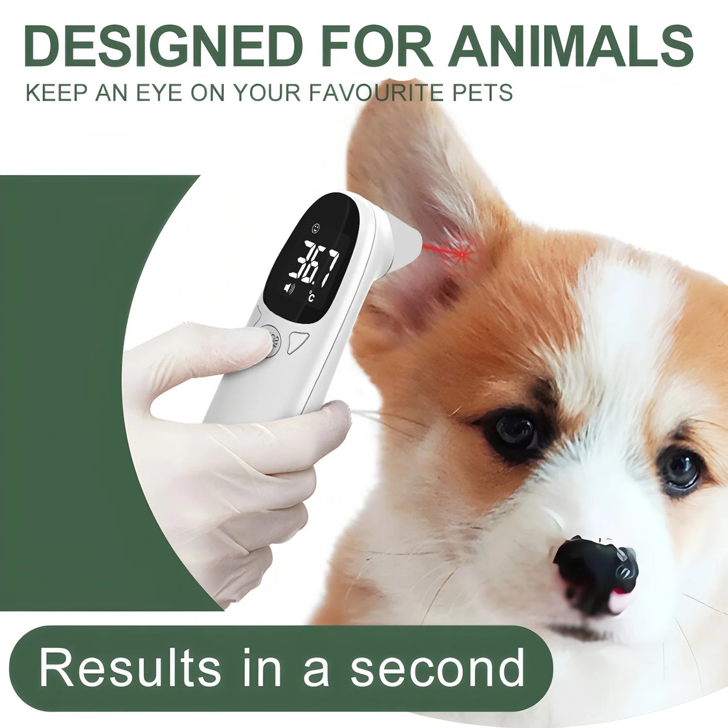 LCD Display Infrared Forehead Thermometer Fast Measure ℃/℉ IR Body Thermometer for PET Fever Detection veterinaria veterinary Peaceful Pleasures Health and Wellness