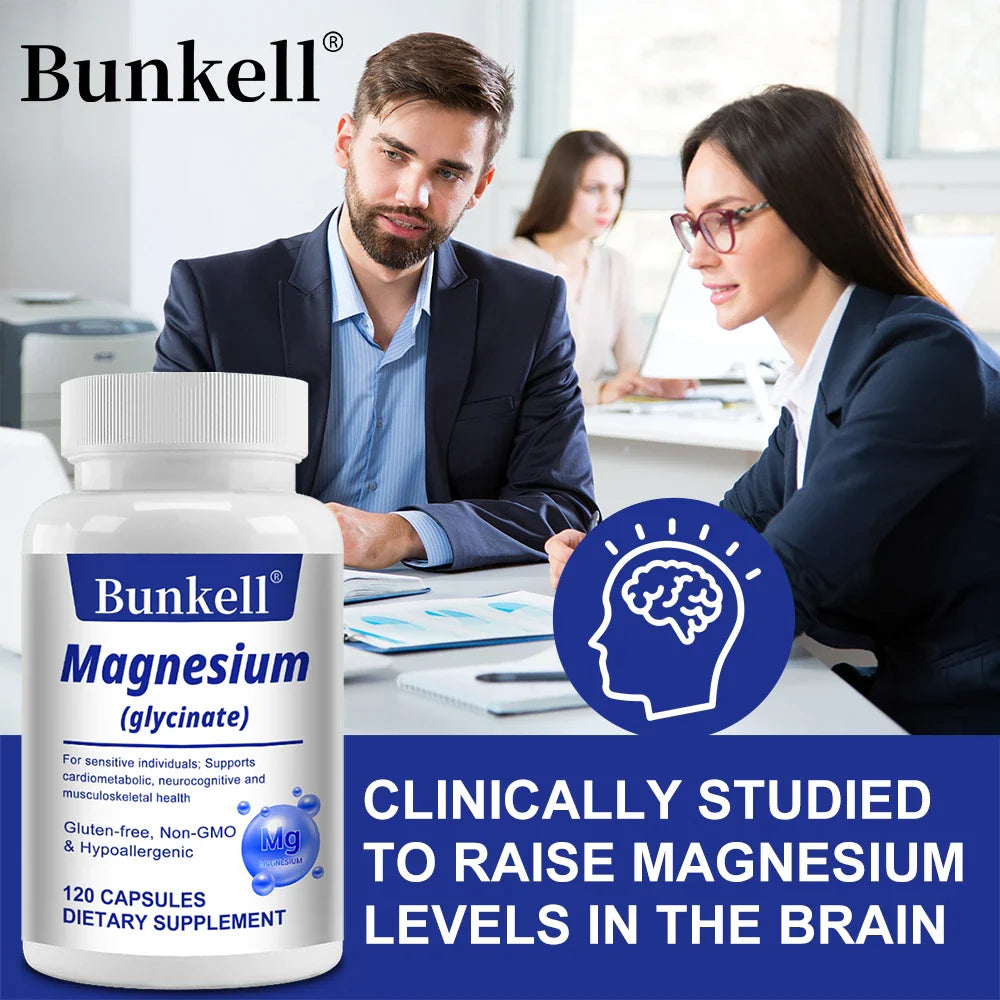 Bunkell Magnesium Glycinate 120 Veggie Caps | High Absorption