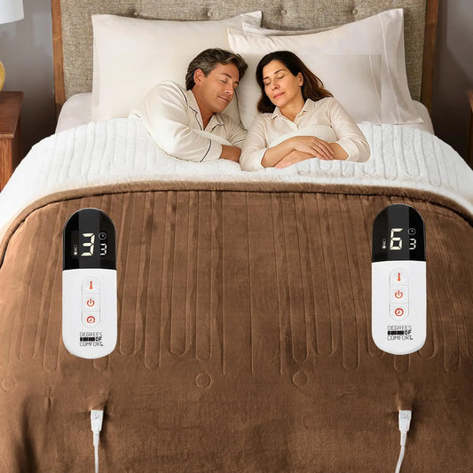Queen Electric Blanket 84x90" – Dual Control, 6 Heat Settings, Mocha Peaceful Pleasures Health and Wellness United States