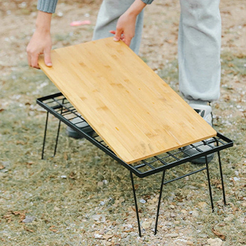 Folding Camping Table with Bamboo Board & Storage Bag Peaceful Pleasures Health and Wellness