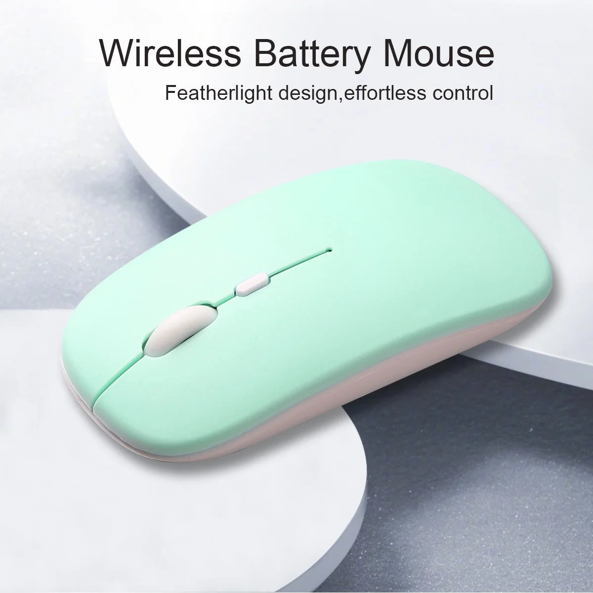 Wireless Bluetooth-compatible Mouse For iPad Samsung Huawei Android Windows Tablet Battery Mouse For Laptop Notebook Computer Peaceful Pleasures Health and Wellness Matte-Green