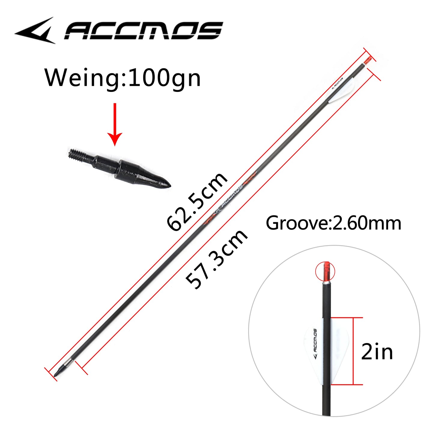 ID5 Pure Carbon Arrow Spine300 400 500 600 700 800 Two White Leaves