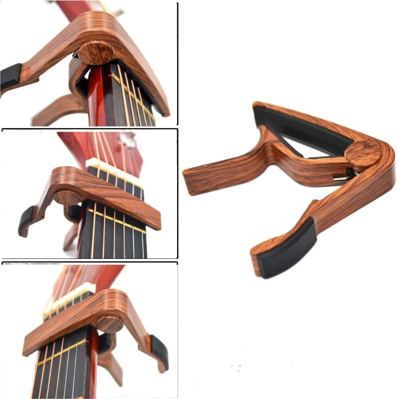 Capo Guitar Wood Grain Metal Tone Changer Acoustic Electric Pickup