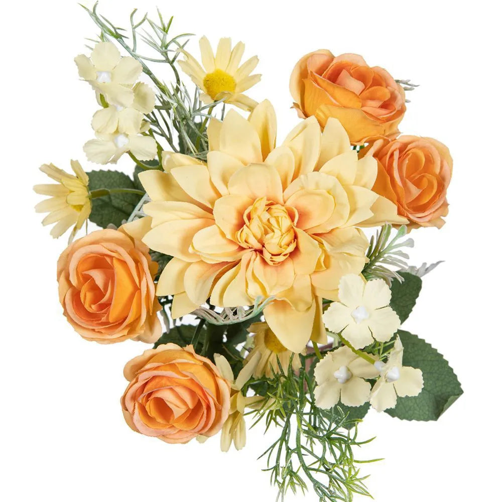 Silk Dahlia Rose Artificial Flower Bouquet | Wedding & Home Decor