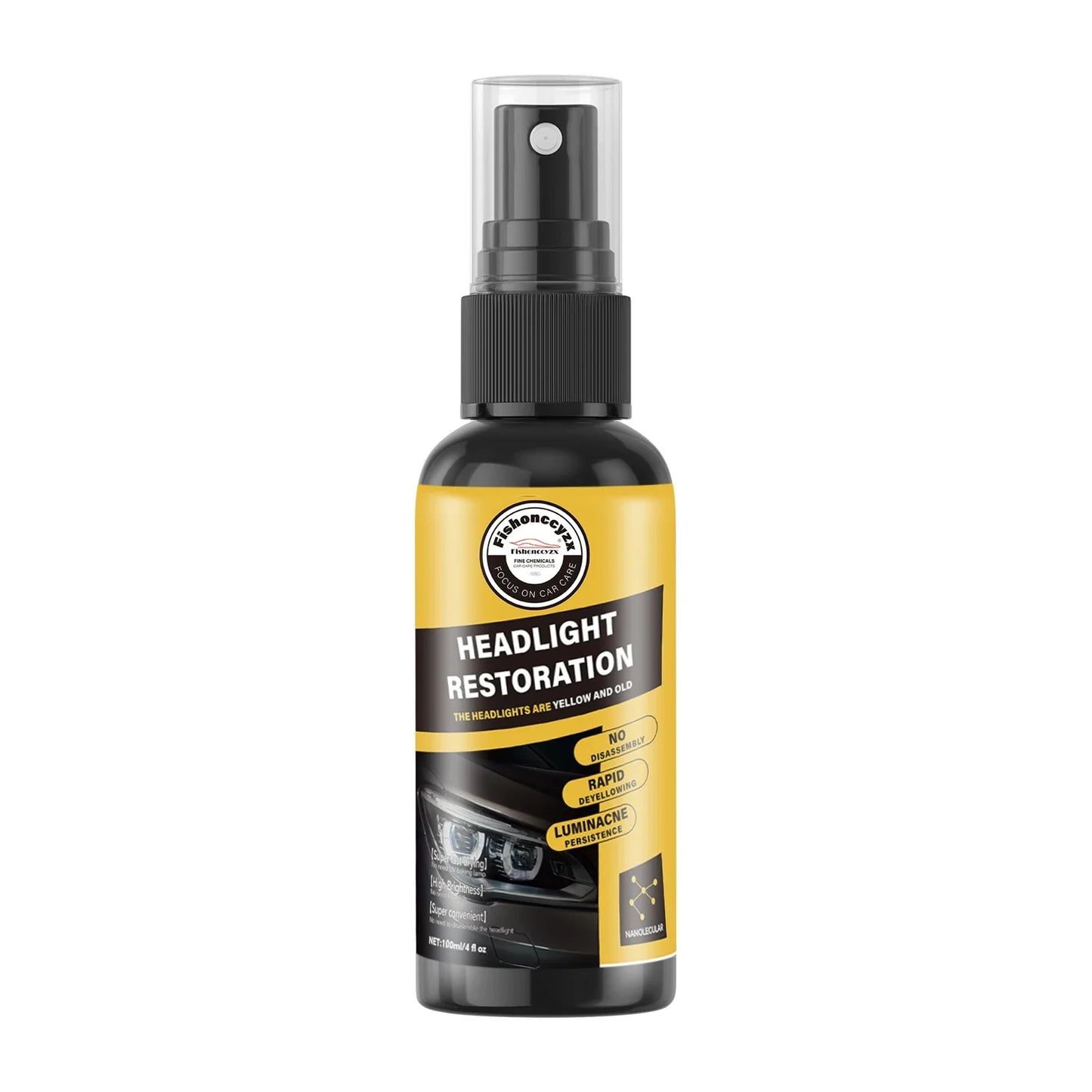 Car Headlight Coating Spray Liquid Car Light Cleaner And Restorer UV Resistant Long Lasting Head Light Coating Spray For car SUV Peaceful Pleasures Health and Wellness 100ml