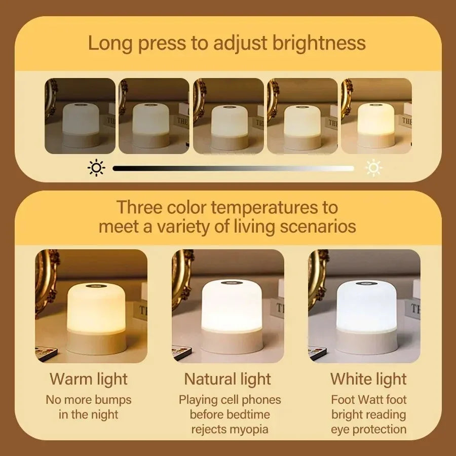 GGbingo Touch Night Light Rechargeable Remote Control Night Light RGB Dimmable Table Lamp Ambient Light for Bedroom Living Room Peaceful Pleasures Health and Wellness