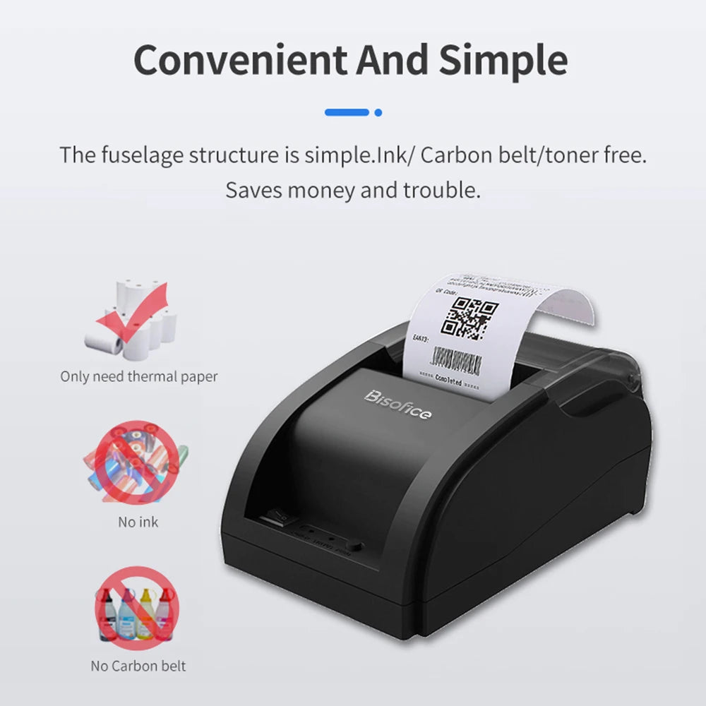 Arealer 58mm Wireless Thermal Receipt Printer USB Bluetooth