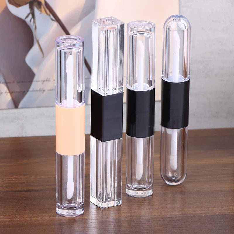 1pcs Double-Ended 2-in-1 Oval Flat Empty Lip Gloss Tubes With Wand Leak Proof Refillable Packaging Plastic Bottle Travel Kit Peaceful Pleasures Health and Wellness