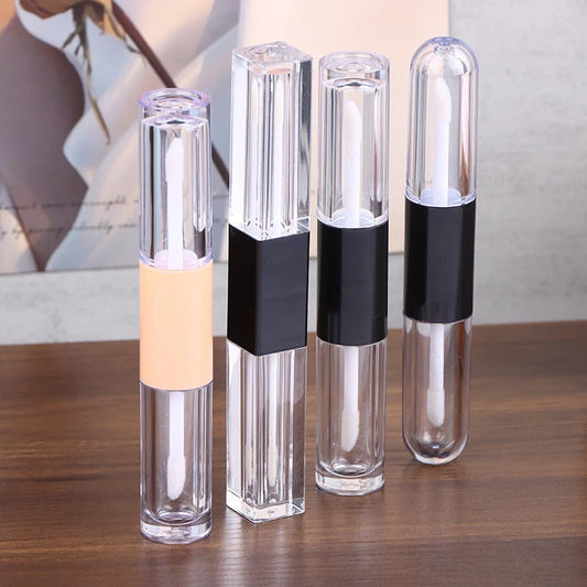 1pcs Double-Ended 2-in-1 Oval Flat Empty Lip Gloss Tubes With Wand Leak Proof Refillable Packaging Plastic Bottle Travel Kit Peaceful Pleasures Health and Wellness