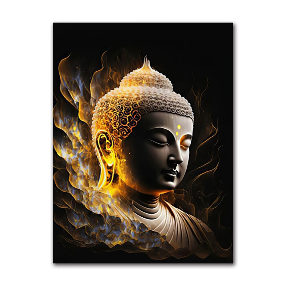 HD Buddha Canvas Wall Art | Zen Statue Print for Living Room