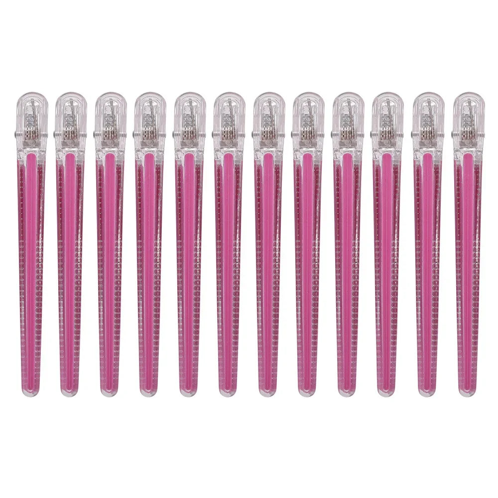 12Pcs Seamless Hair Clips, Sectioning Clips for Haircut Styling, Salon Barbershop Household Hairdressing Accessories Peaceful Pleasures Health and Wellness pink