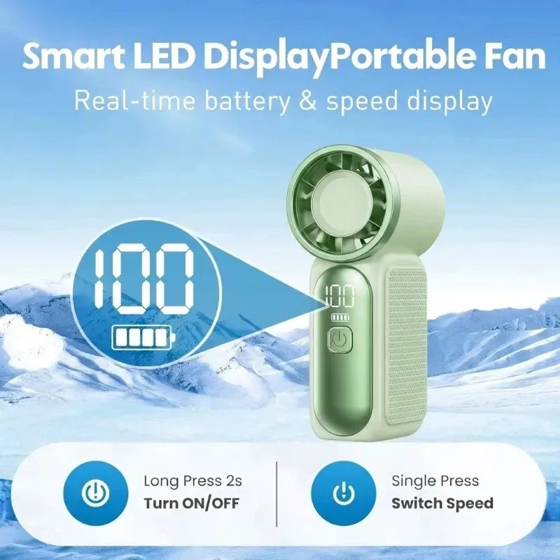Mini Handheld Fan USB Rechargeable 3600mAh | 100 Speeds