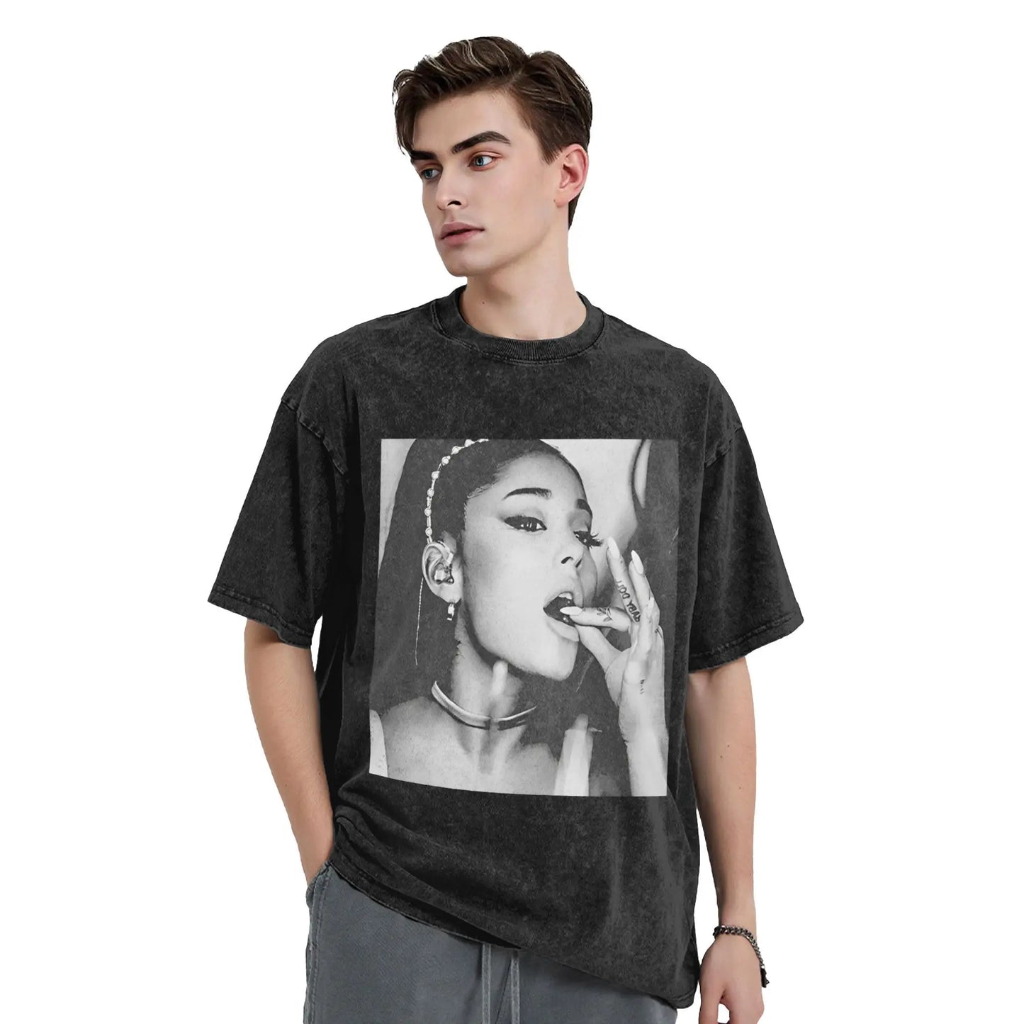 Mens T-Shirt Arianas Sweetener World Tour Washed T Shirts Fashion Grande Summer Tees Vintage Design Cotton Tops Plus Size Peaceful Pleasures Health and Wellness