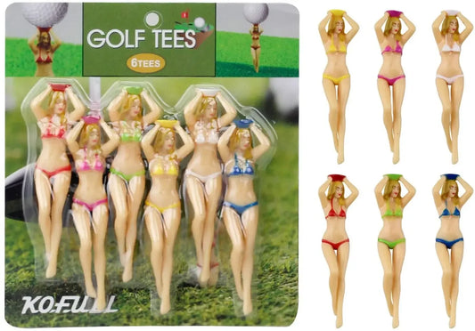 6Pcs/Pack Women's Plastic Golf Tees Accessories Size 76mm(3inch) Sexy Bikini Tees Gift Newest Design Six Colors Golf nail Peaceful Pleasures Health and Wellness