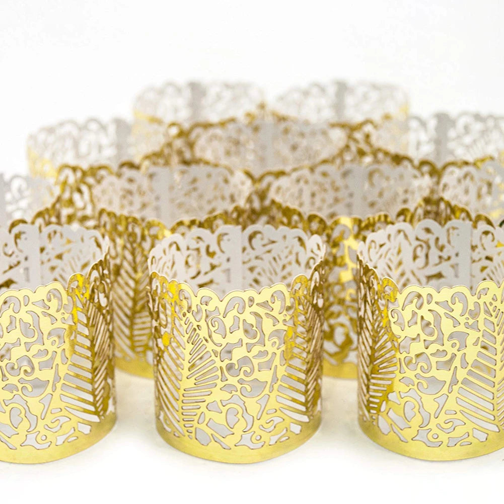 30/50Pieces Tealight Votive Candle Wrap Decorative Holder Laser Cutting Paper for Flameless LED Lights Wedding Table Party Decor Peaceful Pleasures Health and Wellness ROSE 60pcs