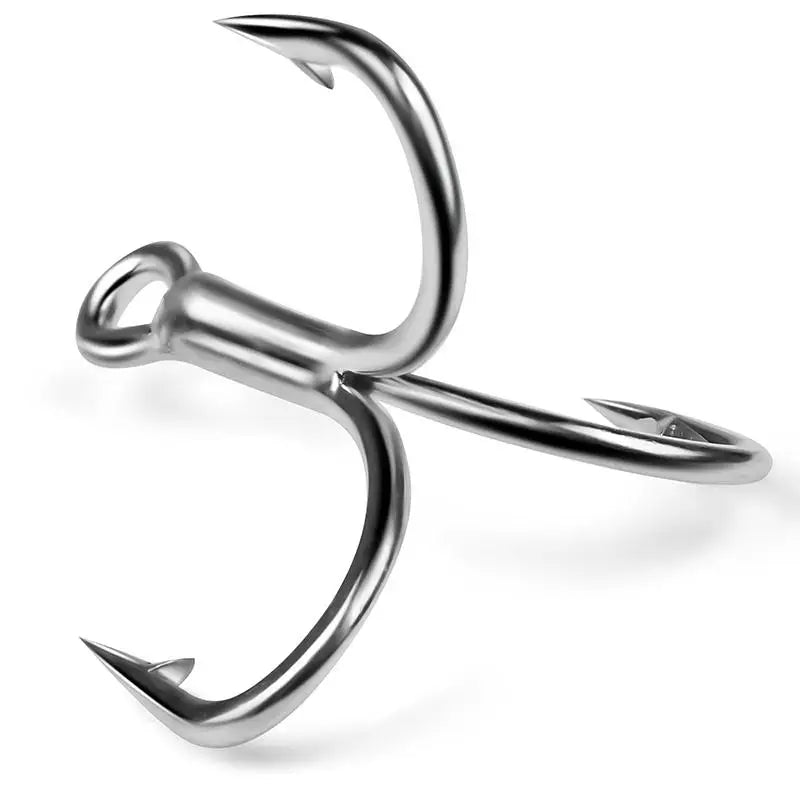 Triple Hook Fishing Hooks, 4x Strengthened Silver Color Rust-Resistant Triple Claw Hooks, Long Cast Lure Fishhooks, 10pcs Per Bo Peaceful Pleasures Health and Wellness