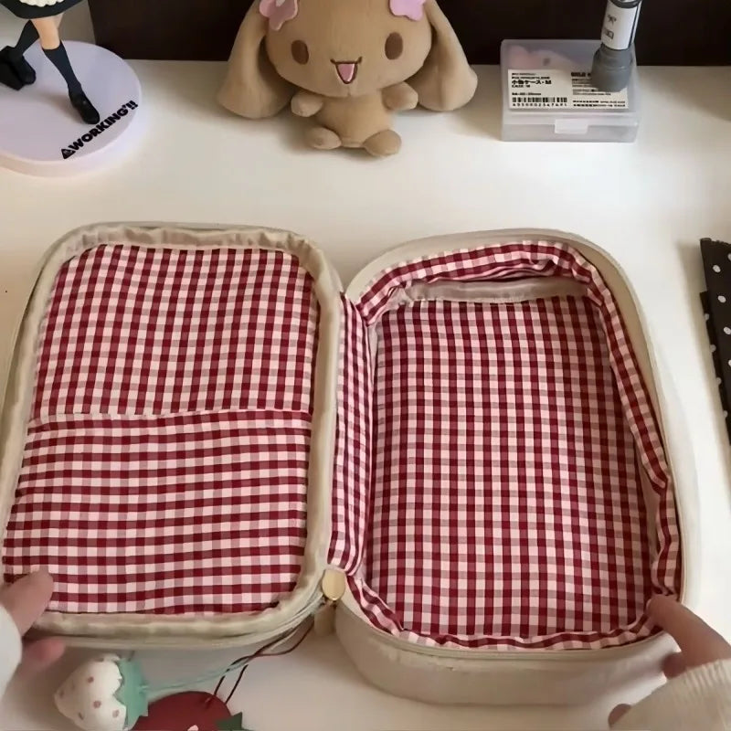 1pc Strawberry Sandwich Cosmetics Large Capacity Card Bag High Beauty Stationery Bag Washroom Storage Peaceful Pleasures Health and Wellness