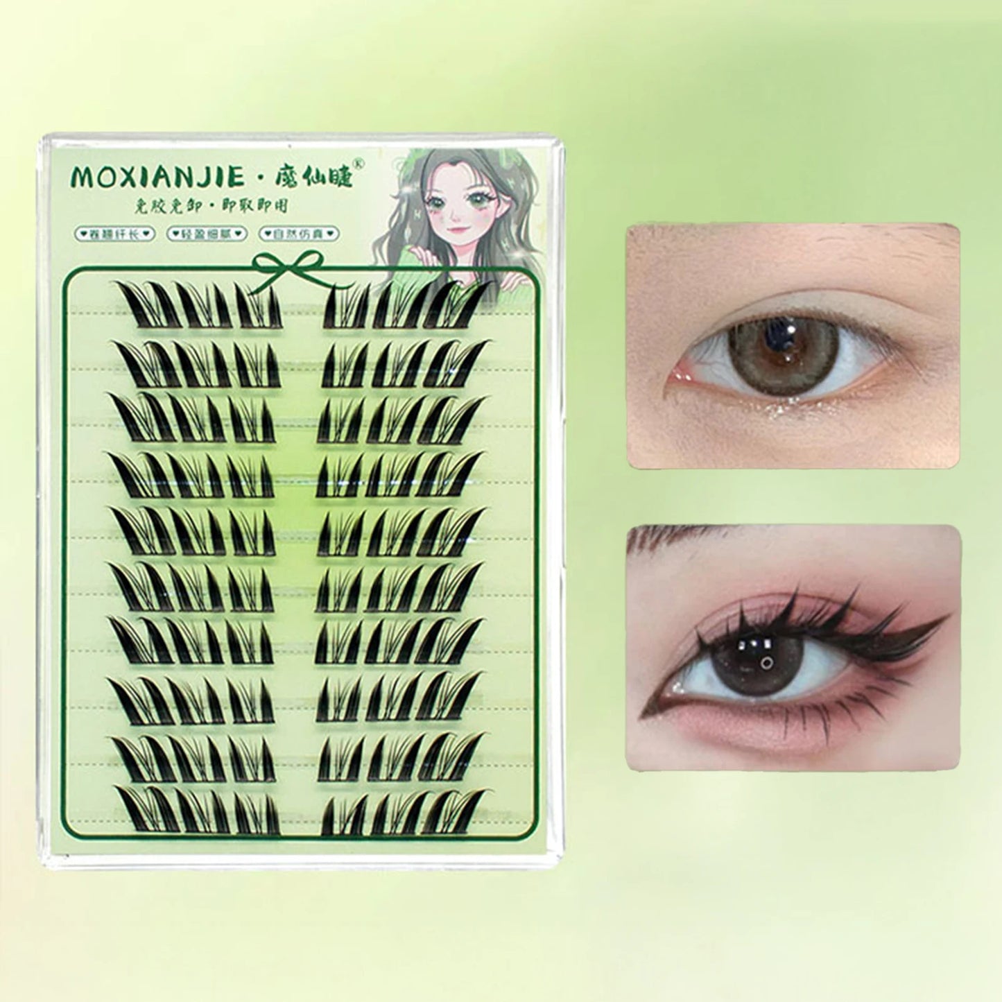 10 Rows Individual Lashes Clusters Segmented Natural Lash Extension Fox-style Flying False Eyelashes Makeup Tool Peaceful Pleasures Health and Wellness style 10