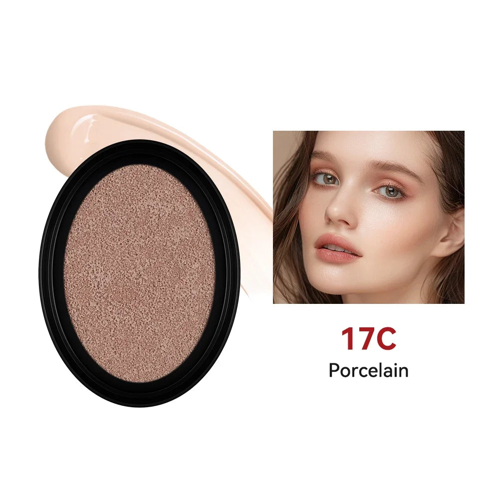 Waterproof Cushion Foundation Refill Semi-Matte Red Finish 72-Hour Wear Long-Lasting Buildable Coverage Sun Protection tirMakeup Peaceful Pleasures Health and Wellness 17C
