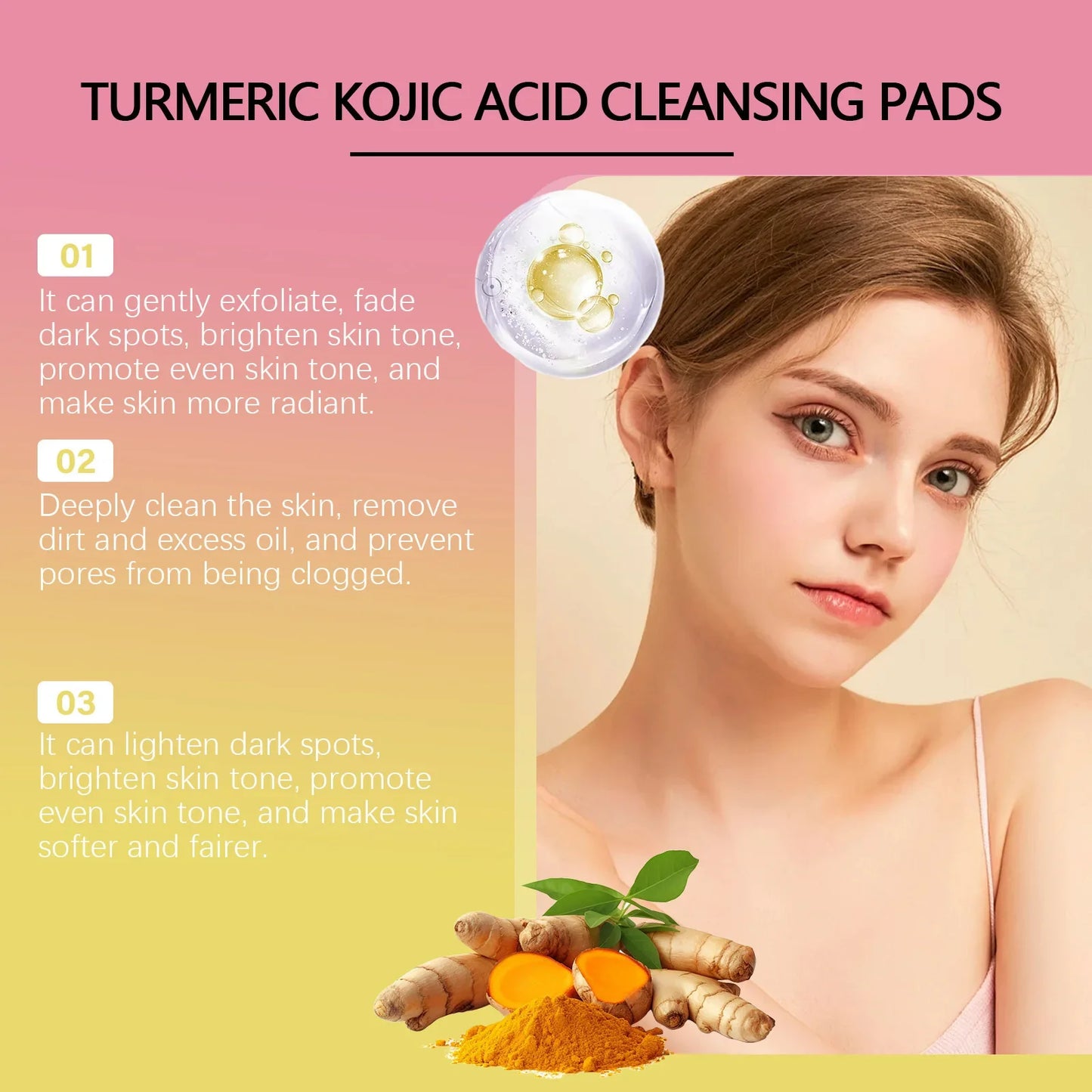 Turmeric Exfoliating Facial Pads – Anti-Acne & Deep Cleanse