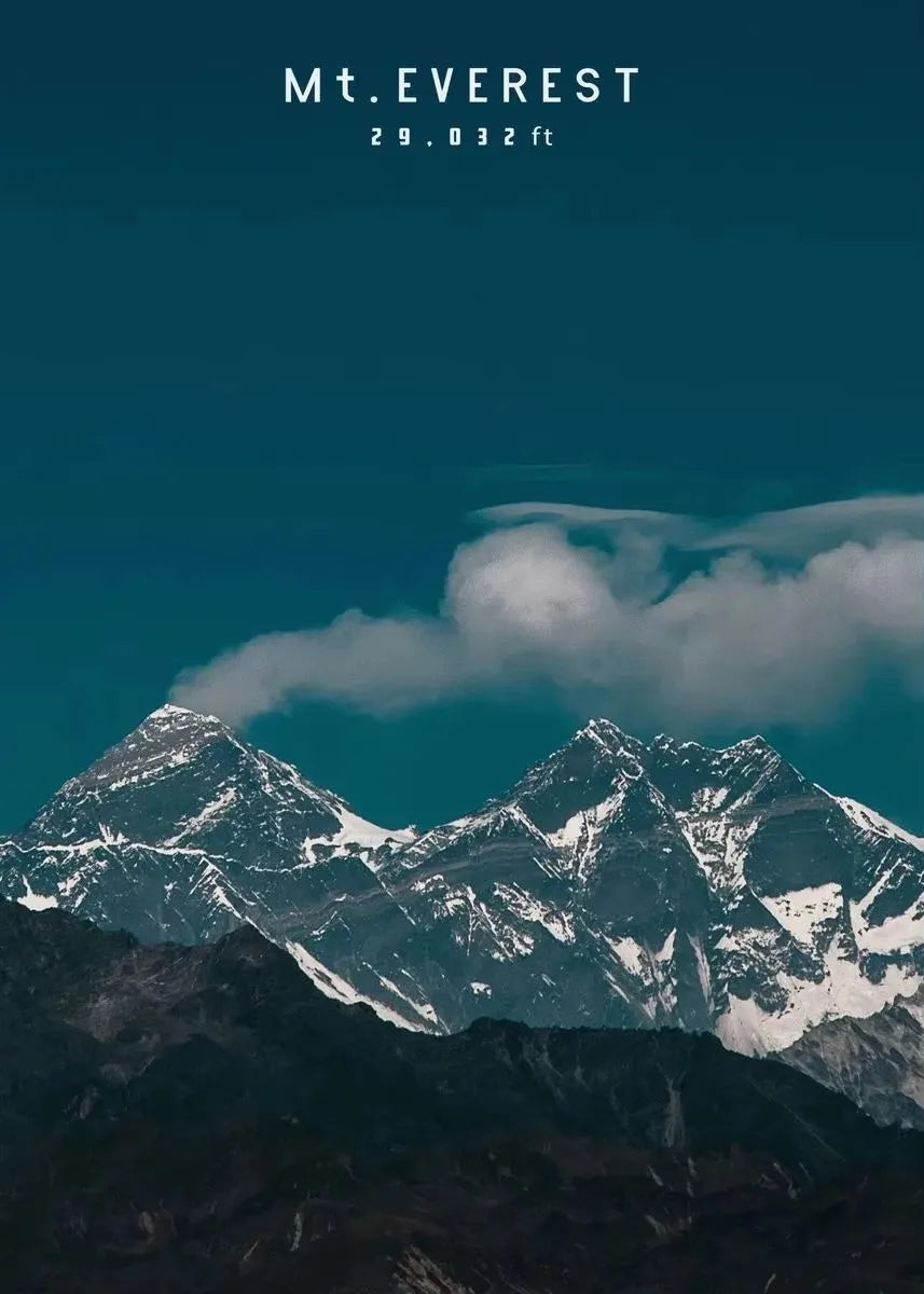 Mount Everest Panoramic Canvas Wall Art | Mountain Print