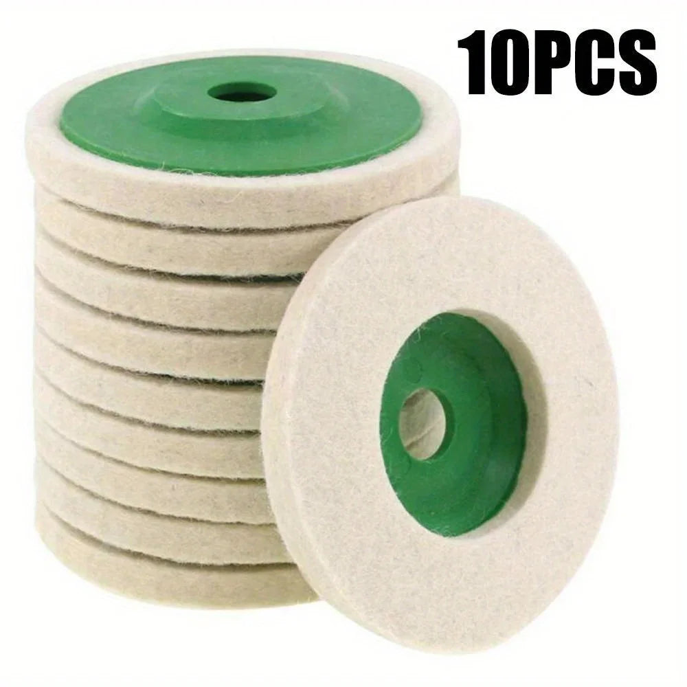 4" Wool Polishing Wheel Discs for Angle Grinder | 100mm Pack Peaceful Pleasures Health and Wellness 10pcs