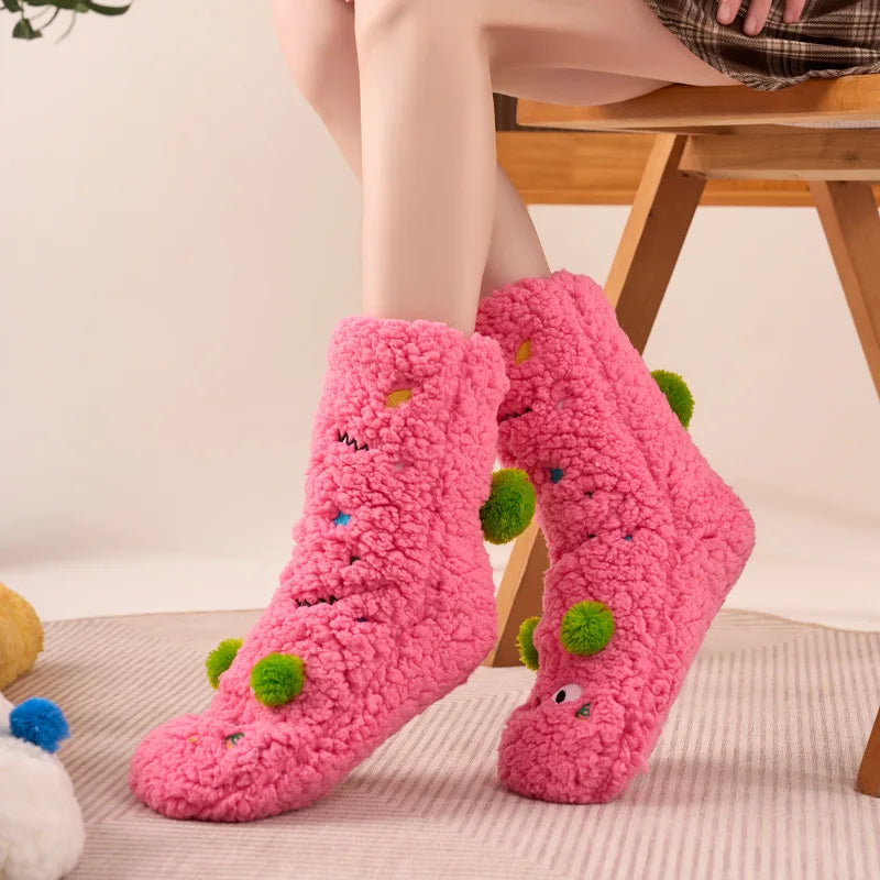 1 Pair Autumn And Winter Plush Floor Socks, Indoor Anti Slip Thick Warm Foot Socks, Family Bedroom Slippers And Sleeping Socks Peaceful Pleasures Health and Wellness