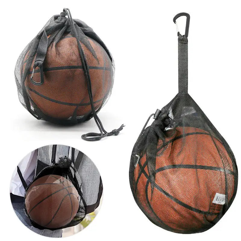 Breathable Mesh Drawstring Basketball Bag with Carabiner Portable Sports Ball Storage Sack for Basketball Soccer Volleyball Peaceful Pleasures Health and Wellness