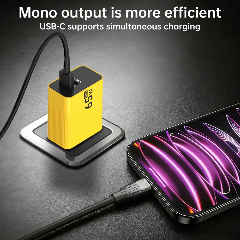 65W GaN USB-C Fast Charger – EU/US/UK Plug | iPhone & Samsung